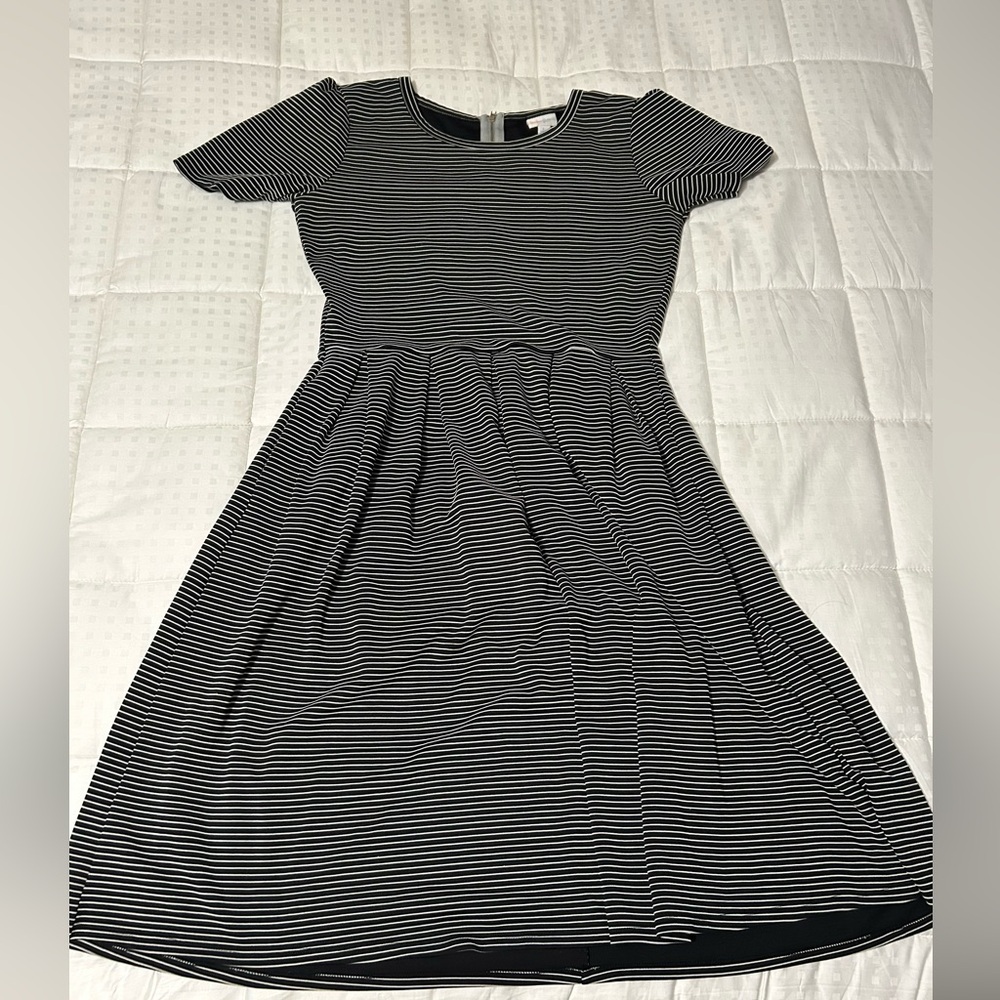 LuLaRoe Black and White Striped Dress